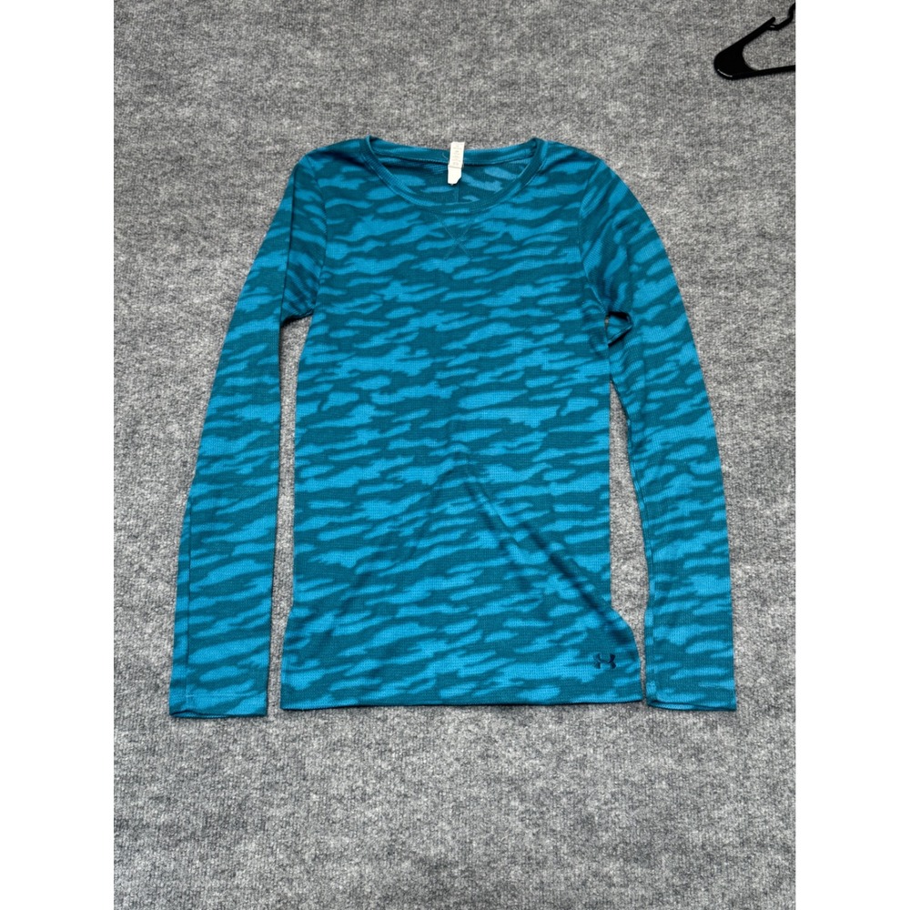 Under Armour Allseasongear Womens S Blue‎ Camo Fitted Long Sleeve Athletic Top